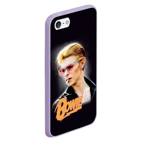 Чехол для iPhone 5/5S матовый David Bowie Smoking, цвет светло-сиреневый - фото 3