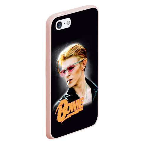 Чехол для iPhone 5/5S матовый David Bowie Smoking, цвет светло-розовый - фото 3
