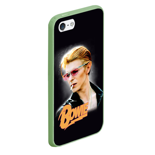 Чехол для iPhone 5/5S матовый David Bowie Smoking, цвет салатовый - фото 3