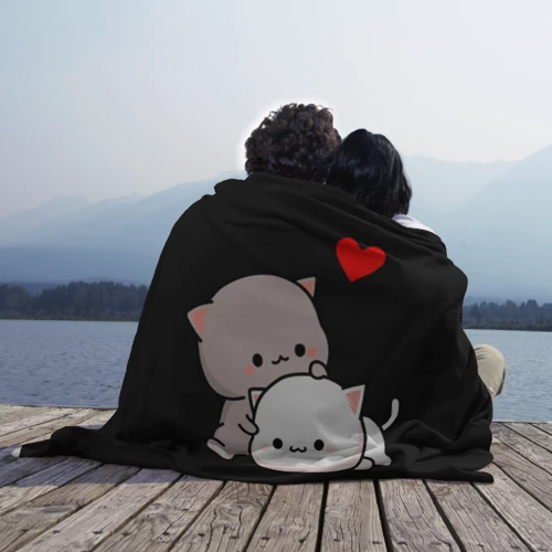 Плед 3D с принтом Котическая любовь, вид сбоку #3