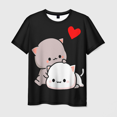Мужская футболка с принтом Котическая любовь, вид спереди №1
