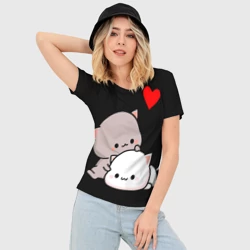 Женская футболка 3D Slim Котическая любовь - фото 2