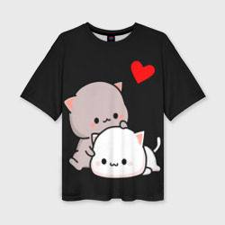 Женская футболка oversize 3D Котическая любовь