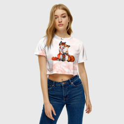 Женская футболка Crop-top 3D Влюблённые Лисы Love - фото 2