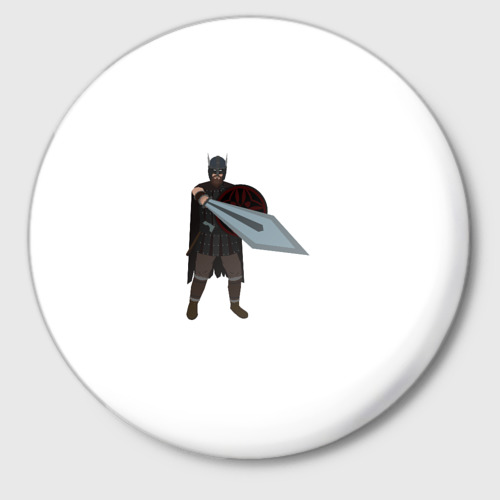Значок Викинг с мечом, цвет белый