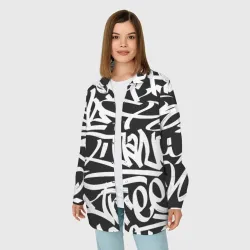 Женская рубашка oversize 3D Хип-хоп граффити из белых узористых линий - фото 2