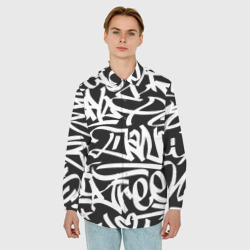 Мужская рубашка oversize 3D Хип-хоп граффити из белых узористых линий - фото 2