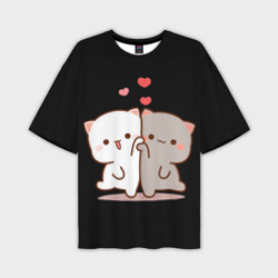 Мужская футболка oversize 3D Кошачья любовь навсегда Kitty love forever