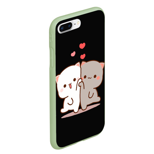 Чехол для iPhone 7Plus/8 Plus матовый Кошачья любовь навсегда Kitty love forever, цвет салатовый - фото 3