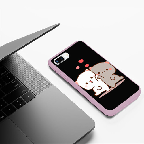 Чехол для iPhone 7Plus/8 Plus матовый Кошачья любовь навсегда Kitty love forever, цвет розовый - фото 5