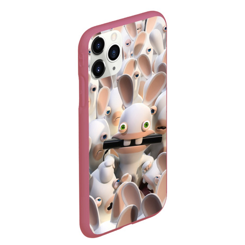 Чехол для iPhone 11 Pro Max матовый с принтом Куча бешеных кроликов, вид сбоку #3