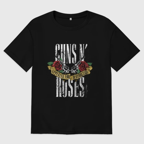 Мужская футболка хлопок Oversize Guns N' Roses Рок группа