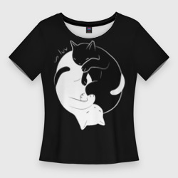 Женская футболка 3D Slim Бесконечная любовь | Endless kitty love