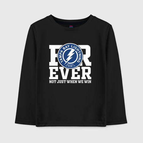 Детский лонгслив хлопок Тампа Бэй Лайтнинг Tampa Bay Lightning forever not just when We win, цвет черный