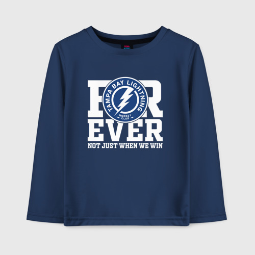 Детский лонгслив из хлопка с принтом Тампа Бэй Лайтнинг Tampa Bay Lightning forever not just when We win, вид спереди №1