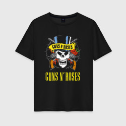 Женская футболка хлопок Oversize Guns n roses группа