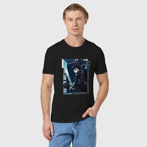 Мужская футболка хлопок с принтом Мастера меча онлайн Sword art online,	Кирито, фото на моделе #1