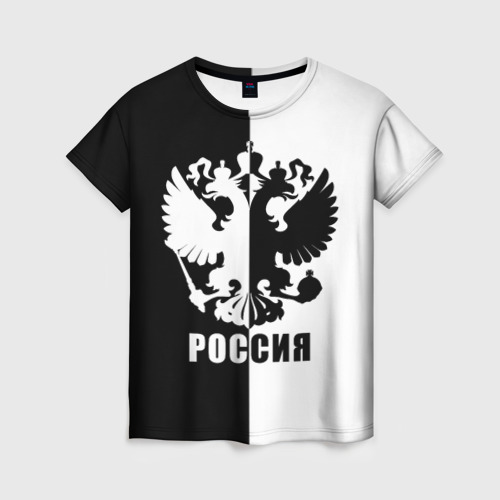 Женская футболка 3D Россия чёрно-белое, цвет 3D печать