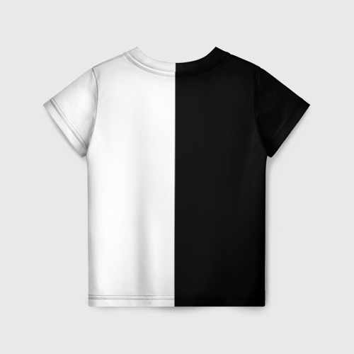 Детская футболка 3D с принтом РОССИЯ (чёрно-белое), вид сзади #1