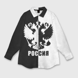 Мужская рубашка oversize 3D Россия чёрно-белое