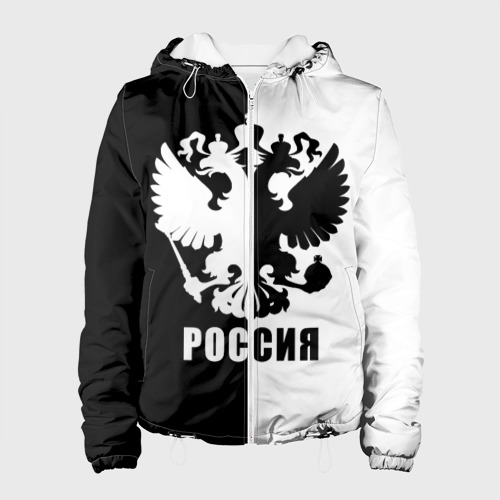 Женская куртка 3D Россия чёрно-белое, цвет белый