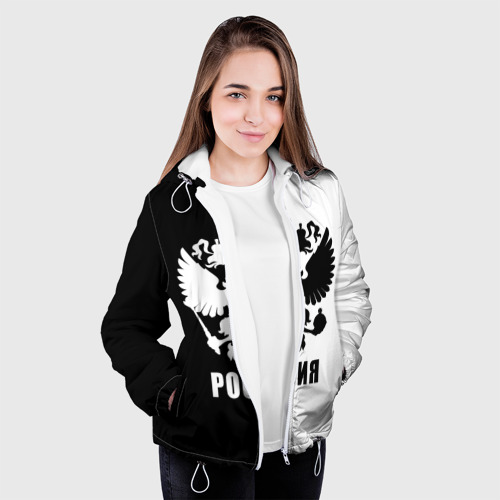 Женская куртка 3D Россия чёрно-белое, цвет белый - фото 4