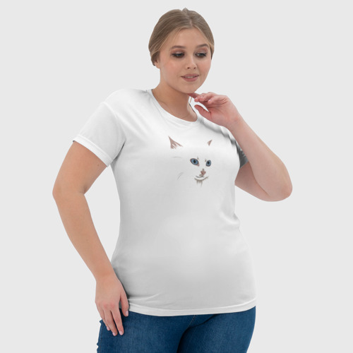 Женская футболка 3D с принтом Белый незаметный кот, фото #4