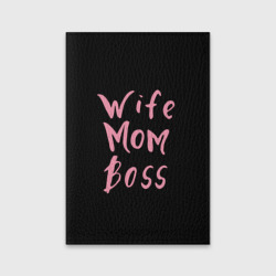 Обложка для паспорта матовая кожа Wife Mom Boss