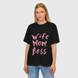 Женская футболка oversize 3D Wife Mom Boss - фото 2