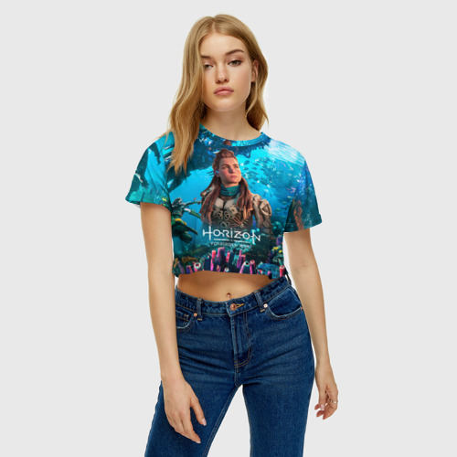 Женская футболка Crop-top 3D Элой Horizont Forbidden West, цвет 3D печать - фото 4