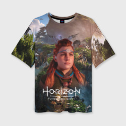 Женская футболка oversize 3D Horizon Forbidden West Элой