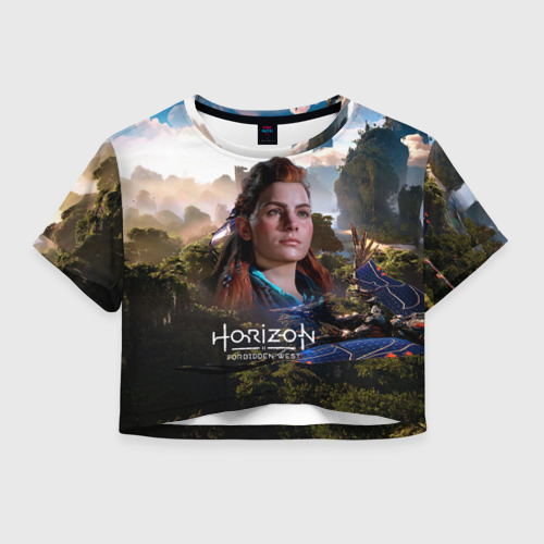 Женская футболка Crop-top 3D Aloy Horizon Forbidden West game, цвет 3D печать