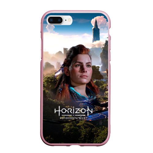 Чехол для iPhone 7Plus/8 Plus матовый Aloy Horizon Forbidden West game, цвет розовый