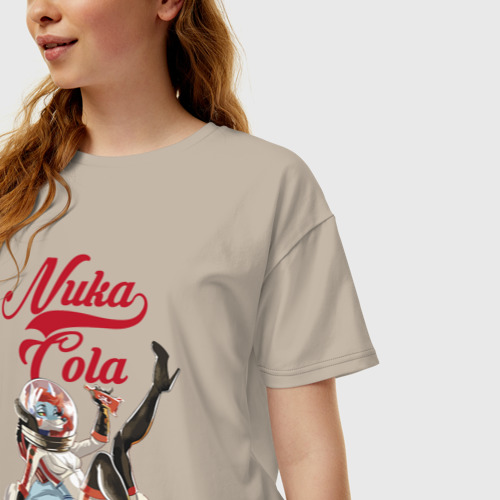 Женская футболка хлопок Oversize Fallout Nuka Cola - furry poster, цвет миндальный - фото 3