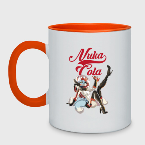 Кружка двухцветная Fallout Nuka Cola - furry poster, цвет белый + оранжевый