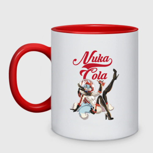 Кружка двухцветная Fallout Nuka Cola - furry poster, цвет белый + красный