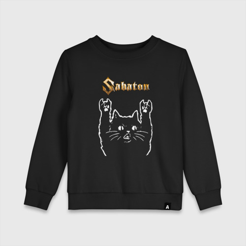 Детский свитшот хлопок Sabaton Сабатон Рок кот, цвет черный