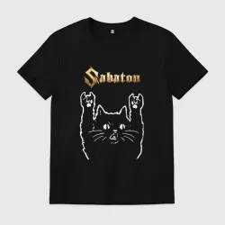 Мужская футболка хлопок Sabaton Сабатон Рок кот