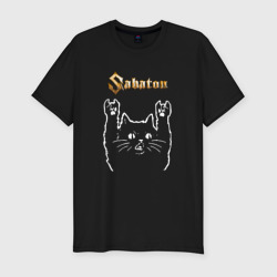 Мужская футболка хлопок Slim Sabaton Сабатон Рок кот