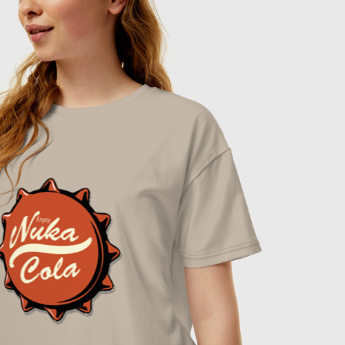 Женская футболка хлопок Oversize Fallout Nuka Cola Stopper, цвет миндальный - фото 3