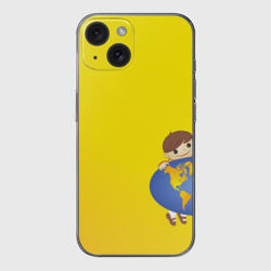 Чехол для iPhone 15 силиконовый с защитой камеры Мальчик из советского Атласа Мир