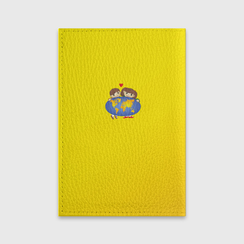 Обложка для паспорта матовая кожа Мальчик из советского Атласа Мир, цвет голубой - фото 2
