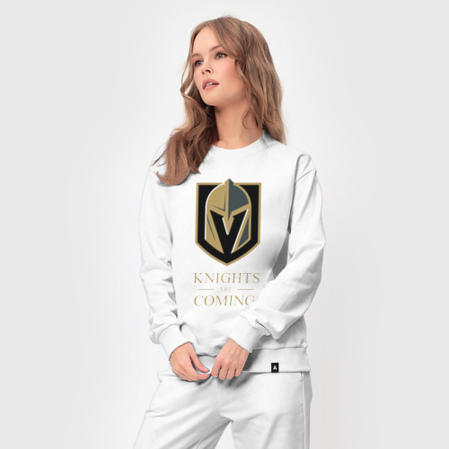 Женский костюм хлопок Knights are coming , Вегас Голден Найтс , Vegas Golden Knights, цвет белый - фото 5