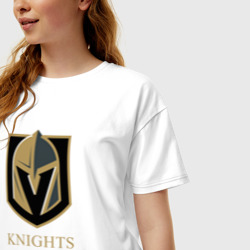 Женская футболка хлопок Oversize Knights are coming , Вегас Голден Найтс , Vegas Golden Knights - фото 2