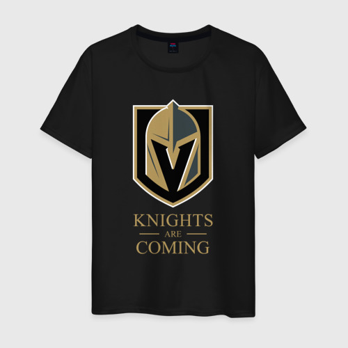 Мужская футболка хлопок Knights are coming , Вегас Голден Найтс , Vegas Golden Knights, цвет черный