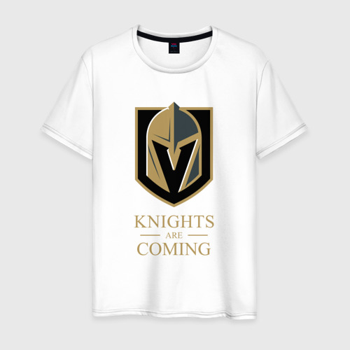 Мужская футболка из хлопка с принтом Knights are coming , Вегас Голден Найтс , Vegas Golden Knights, вид спереди №1