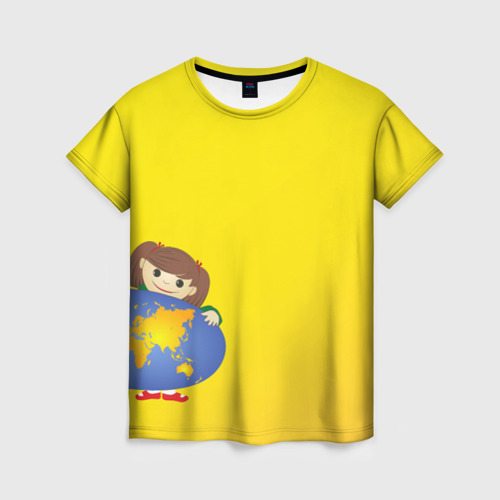 Женская футболка 3D с принтом Девочка из Советского Атласа Мир, вид спереди #2