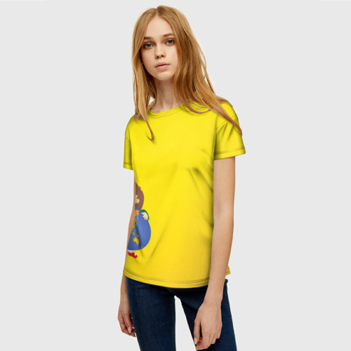 Женская футболка 3D с принтом Девочка из Советского Атласа Мир, фото на моделе #1