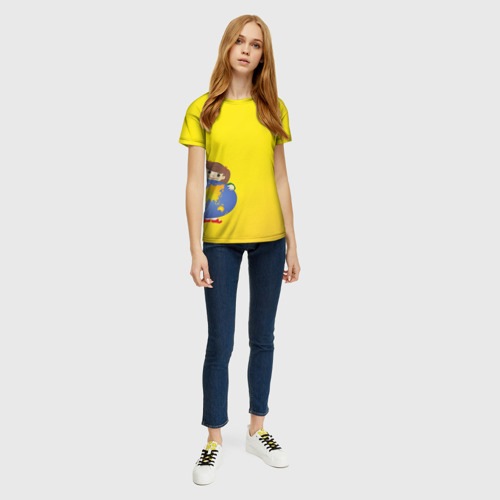 Женская футболка 3D с принтом Девочка из Советского Атласа Мир, вид сбоку #3