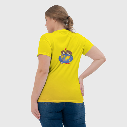 Женская футболка 3D с принтом Девочка из Советского Атласа Мир, вид сзади #2